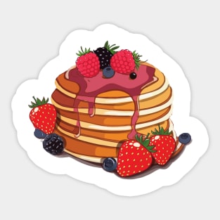 pancakes, kawaii, strawberry,cartoon Sticker